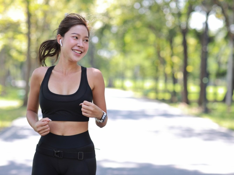 Beautiful Asian Fitness Female Sportswoman Runner Doing Morning Jogging Exercise