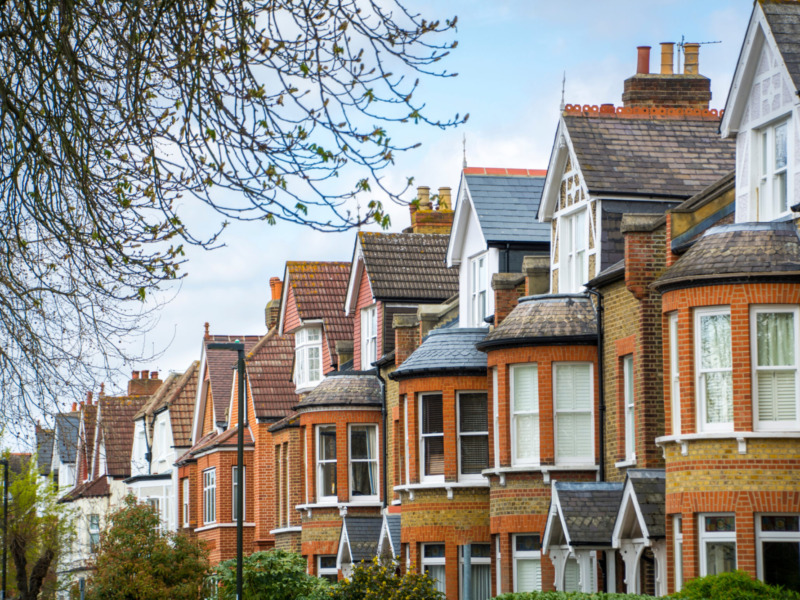 A street of red brick terraced houses