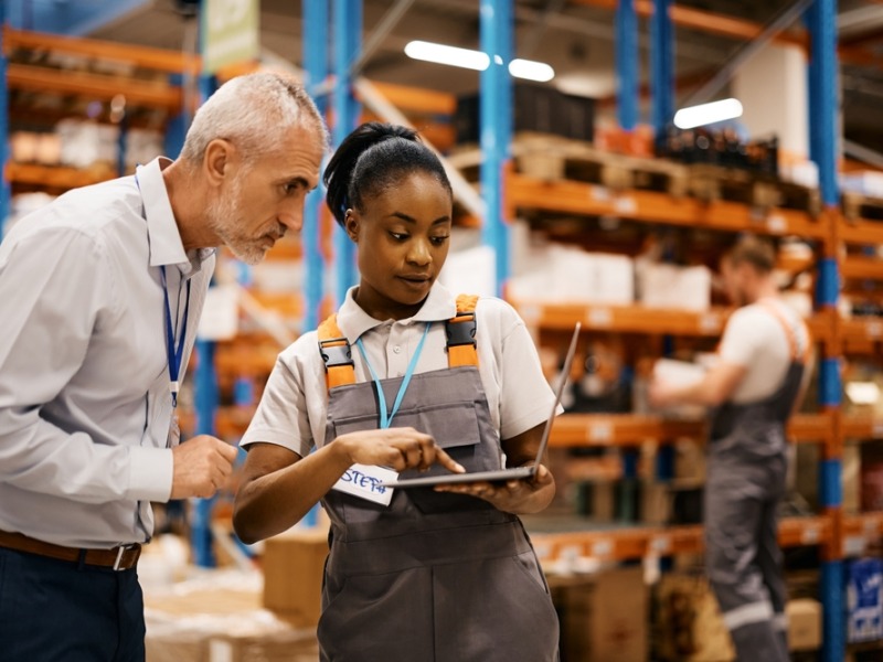 African American Female Worker And Mature Manager Working On Laptop